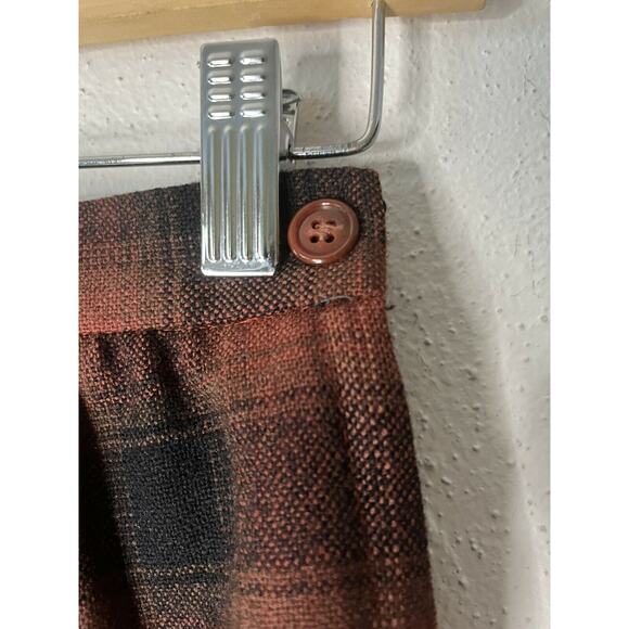 Allen Bernard Ltd Vintage Browns Autumnal Wool Plaid Midi Skirt size 8 - Picture 2 of 6